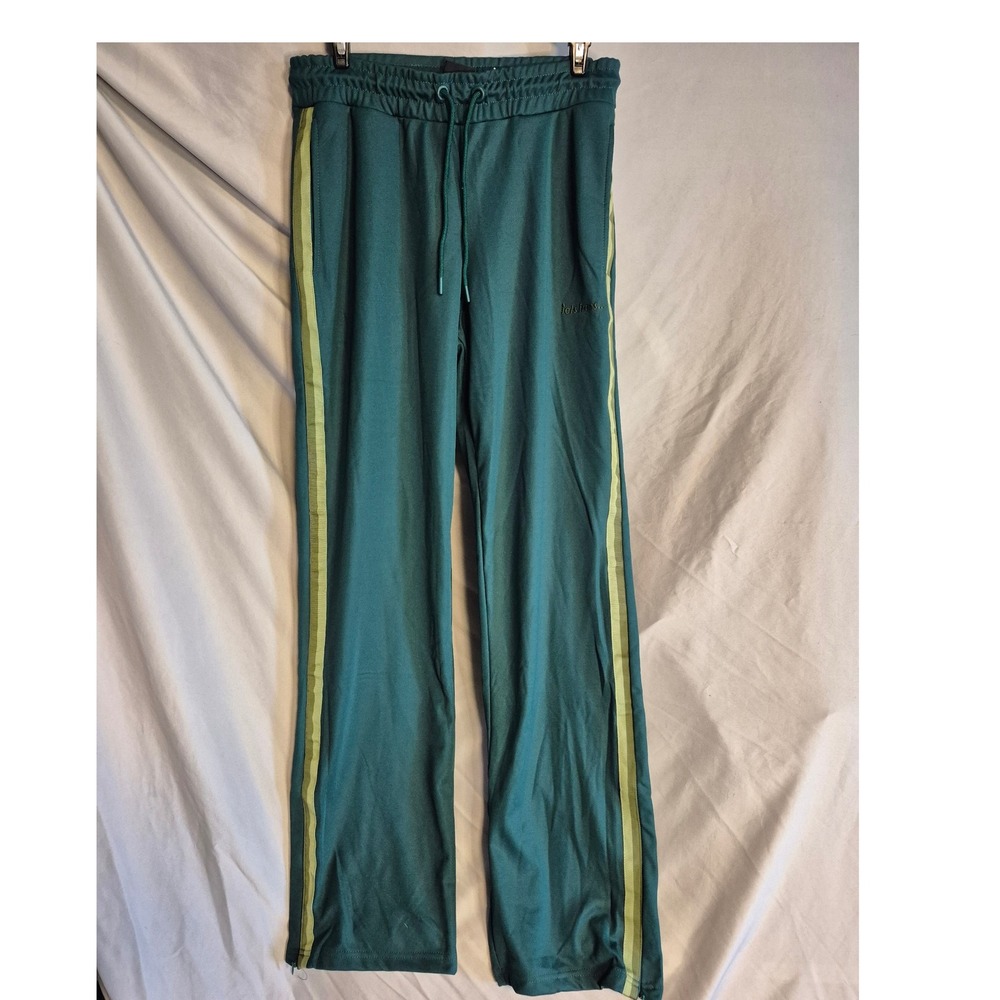 Urban Outfitters Track Pants XS Green Striped Drawstring Zip Hem‎ Activewear